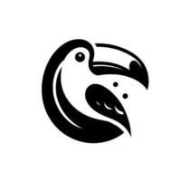 Minimalist Black and White Toucan Bird with Bold Lines and Abstract Composition vector