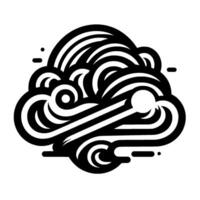 Abstract monochromatic illustration featuring swirling linear elements, suggesting clouds or waves, with minimalist design. vector