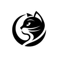 Minimalist Black Cat Head in a Circle, Side Profile, Modern Graphic, Symbol of Feline Elegance on White Background vector