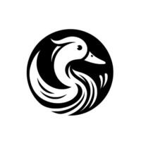 Stylized White Duck Silhouette Within a Black Circle, Modern Design, Clean Aesthetic, Simple and Minimalistic. vector