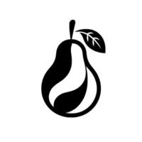 Stylized Black and White Pear with Layered Details and Leaf, Modern Fruit Illustration, Minimalist Design. vector