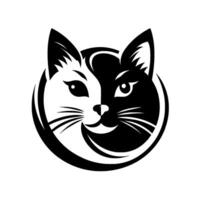 Yin Yanginspired featuring a cats head, split in black and white, conveying balance and duality within a circular frame. vector