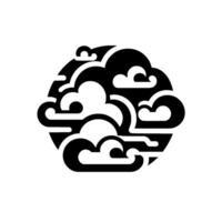 Intricate Minimalist Cloudscape A Spherical Composition of Black and White, Illustrating an Abstract and Decorative Celestial Scene. vector
