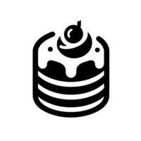 Minimalist Black White Cake Featuring Stacked Layers, Icing Drip, and Cherry Topping on a White Backdrop. vector