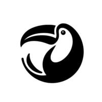 Bold, minimalist of a toucan in black and white, with circular, modern and clean aesthetic. vector