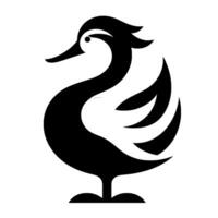 Elegant Geometric Illustration of a Standing Swan in Black and White, Featuring Curved Lines and a Minimalist Style vector