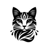 Stylized Black and White Cat Portrait with intricate line art detail and a modern minimalist design. vector