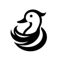 A stylized, minimalist of a duck in black, white, and grey, featuring graceful curves and simplified forms. vector