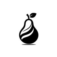 Monochromatic Pear Logo Clean, minimal illustration of a stylized pear with a stem and leaf, featuring elegant curved highlights for a modern, organic aesthetic. vector