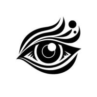 Eye in Black and White with Eyelashes and Floating Dots, Modern Minimalist vector