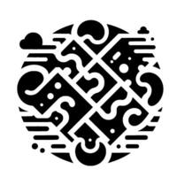 Bold Abstract Composition in Black and White with Geometric and Organic Shapes within a Circular Frame. vector