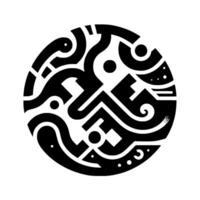 Abstract Black and White Circular Complex Interplay of Geometric Forms, Spirals, Dots, and Lines vector