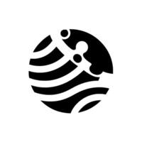 Abstract Black and White Circular Composition with a Pattern of Curved Lines and Symbolic Shapes vector