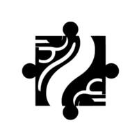 Modern Abstract Puzzle Black and White Wave Pattern, Geometric Shapes, and Minimalist . vector