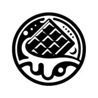 Artistic BW Chocolate Bar with Melting Cream Symbol Inside a Circular, Ornate , Flat . vector