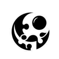 Abstract Monochrome Circular with MoonCrescent and OrbLike Shapes, Patterned for a Minimalist Aesthetic. vector