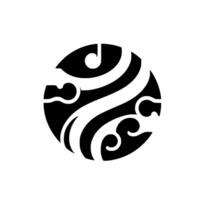Abstract circular black and white , with a stylized wavelike pattern against a plain white backdrop. vector