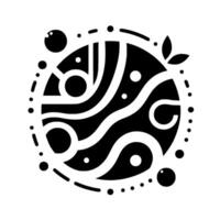Abstract black and white circular with organic, geometric, and dotted elements, suggesting a stylized planet or natureinspired emblem. vector