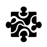 A Singular Puzzle Piece Bold Black and White Geometric with Intricate Curved Interior Spaces on a Clean, White Background. vector