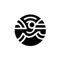 Abstract Black and White Circular with Strips, Lines, and a Central Dot, Suggesting Motion and Geometric Patterns. vector