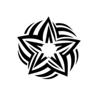 A Bold Black and White Star Encased in a Swirling Pattern, Creating a Striking, Modern . vector