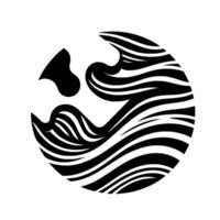 Abstract Black and White Circular with Flowing Lines Resembling Waves, a Unique Composition. vector