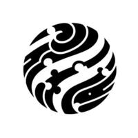 Abstract Black and White Globe with Intricate Curved Stripes and Dot Accents on a Light Background vector