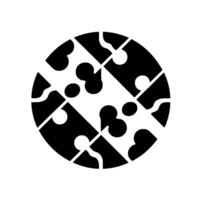 Abstract black and white geometric circular , composed of puzzlelike shapes and patterns, set against a clean white background. vector
