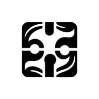 Black and White Geometric Square Featuring Stylized s, s, and a Keyhole at the Center. vector
