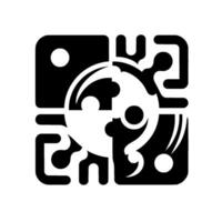 Abstract Geometric Composition Interlocking Square Framework Enclosing YinYangesque Symbolic . Black and White, Modern. vector