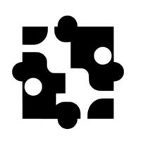 Abstract of a fourpiece puzzle in black and white with circular and curved shapes. vector