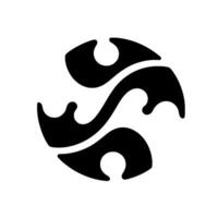 Abstract black and white organic flowing shapes arranged in a circular composition, minimalist . vector