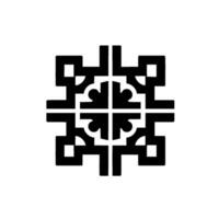 Geometric Black Emblem on White Backdrop Symmetrical, SquareFormed Ornamental with Intricate Details. vector