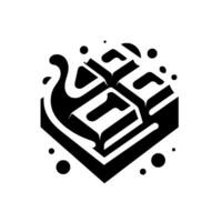 Isometric, Geometric Black White of Future Text Blocked on a Hexagonal Base with Artistic Fluid Lettering and Decorative Dots. vector
