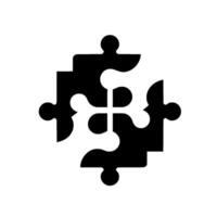 Minimalist Artwork A Black Jigsaw Puzzle Composition, Centered, on a White Background, Presenting a Conceptual Idea of Interconnectedness. vector