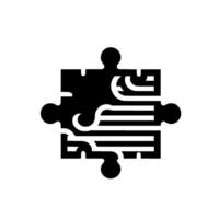Abstract Black and White Puzzle Piece with Intricate Internal Pattern, Isolated on Clean White Background. vector