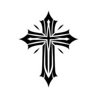 Detailed Black Cross , Gothic Style, Isolated on White Background, Elegant and Symbolic Artwork, Geometric Shapes. vector