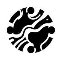 A stylized black and white circular depicting abstract humanlike forms, interconnected within a gradient shadow. vector