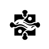 Abstract Black White Puzzle Piece Featuring Swirling Lines, Dots, and Organic Shapes on a Clean White Background. vector