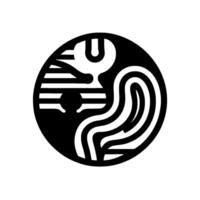 Abstract Black and White Circular with Intertwined Shapes Resembling a Spanner, Lines, and a Element on a Gradient Background. vector