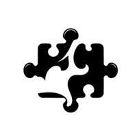 Black and white puzzle piece featuring a flowing, abstract, cloudlike shape filling the negative space. vector