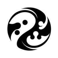 Abstract Yin Yang , Black and White Circular with Swirls and Circles, Smooth Lines, and Harmonious Balance. vector