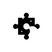 Abstract Black Puzzle Piece on White, , Isolated , Simple Minimalist Shape. vector