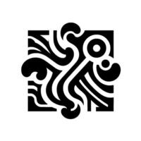 Abstract Black and White Symmetrical Arrangement of Fluid, Organic Shapes within a Square Frame, Minimalist Aesthetic. vector