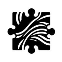Abstract Black, White, and Gray Patterned Jigsaw Puzzle Piece with Bold Contrast and Curvilinear Elements. vector