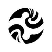 Abstract Circular Intertwined black and white shapes forming a stylized figure within a sphere, evoking balance and artistic flow. vector