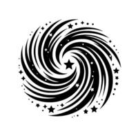 Abstract Black and White Swirling Vortex with Stars and Dots, Creating a Celestial and Mystical vector