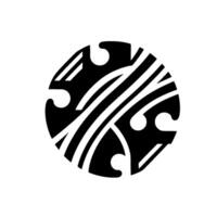 Intricate Black and White Circular Tribal with Curved Lines and Rounded Cutouts on a Pale Grey Background. vector