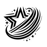 of stylized starburst, with a star composed of multiple black and white layered lines, set on a white background. vector