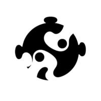 Abstract Yin Yang Symbol Composed of PuzzlePiece Forms in Black and White, with Light Shadow. vector